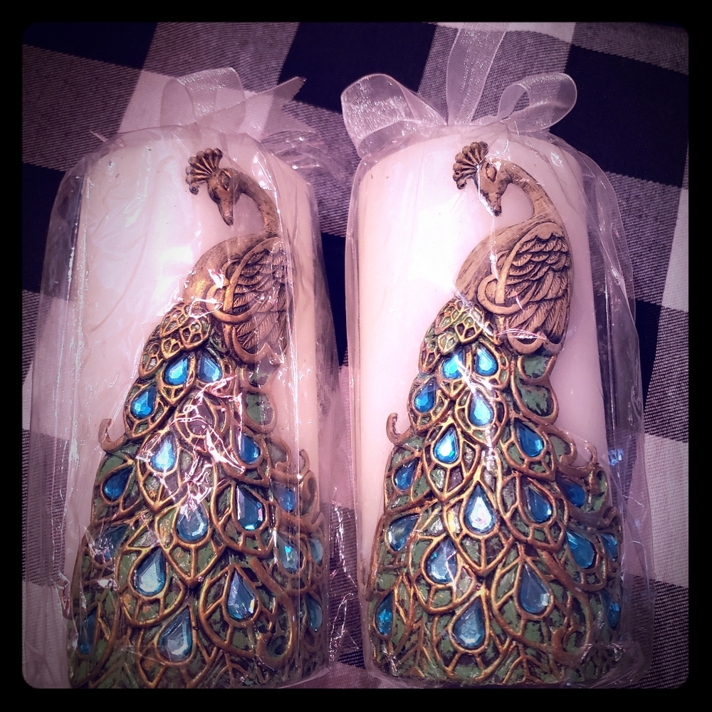 Peacock candle set